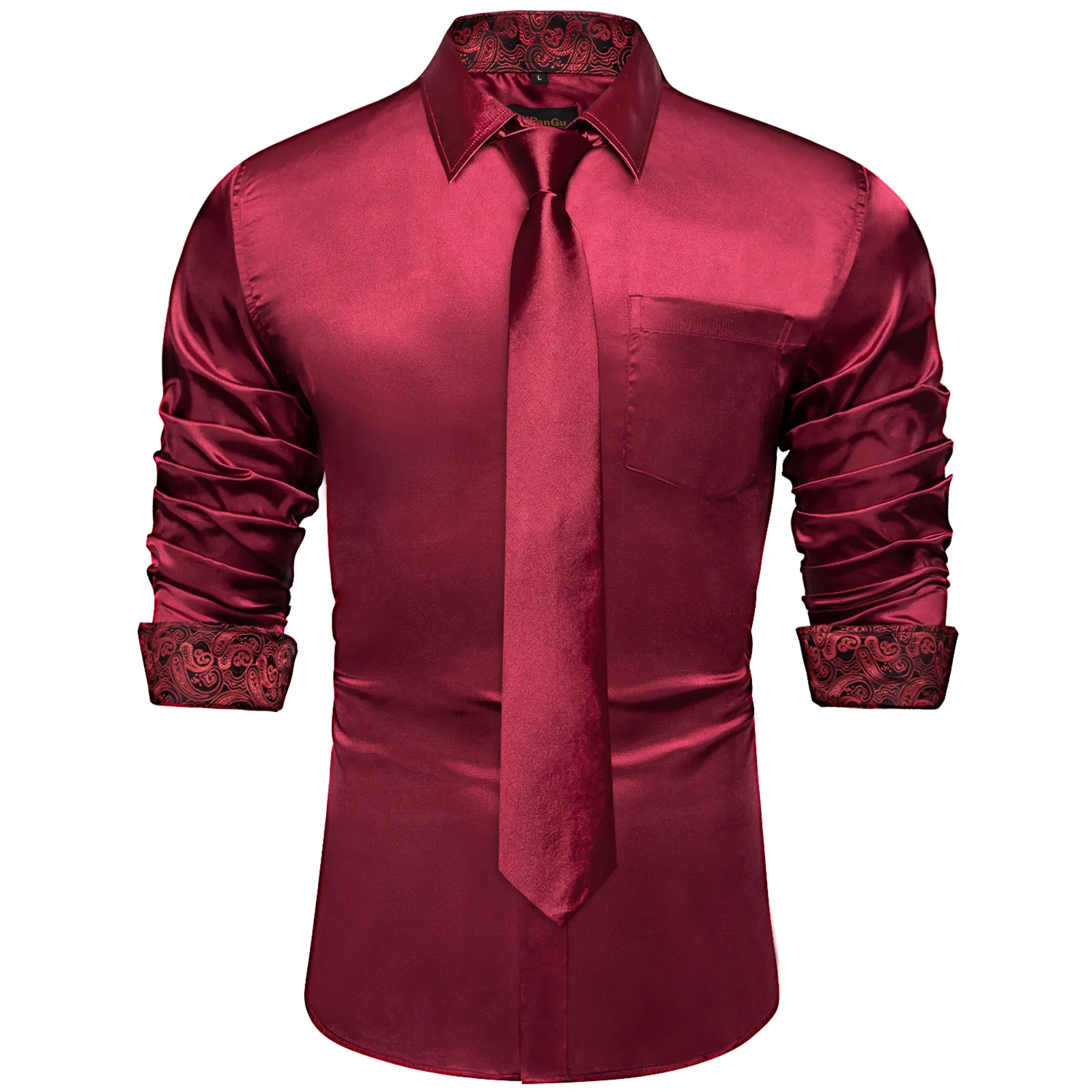 Mäns avslappnade skjortor röd gul skarvning kontrasterande färger för långärmad klänningskjorta designer stretch satinkläder blusar 230201