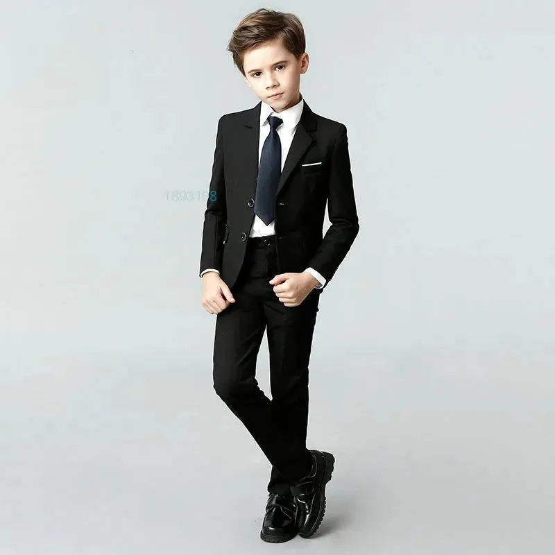 Suits Spring Autumn Child Formal Black Navy Set British Boy Dress Piano Wedding Party Costume Kids Blazer Vest Pants Clothes Set 230131