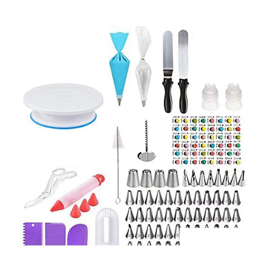 Ferramentas de pastelaria de cozimento Bolo Decoração Suprimentos 175 Peça Turntable Diy Set Fondant Boca Gota Entrega Home Jardim Cozinha Jantar Ba Dhfyi