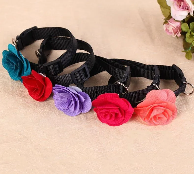 Hundhalsar 120 st/Lot Pet Rose Flower Cat Collar Halsband Grooming Tillbehör Partihandel