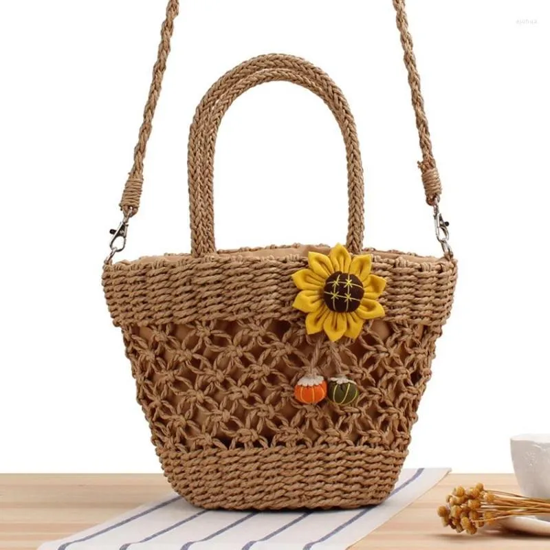 Evening Bags Hollow Hand-carried Messenger Dual-purpose Straw Bag Summer Sunflower Small Woven Fashionable Beach