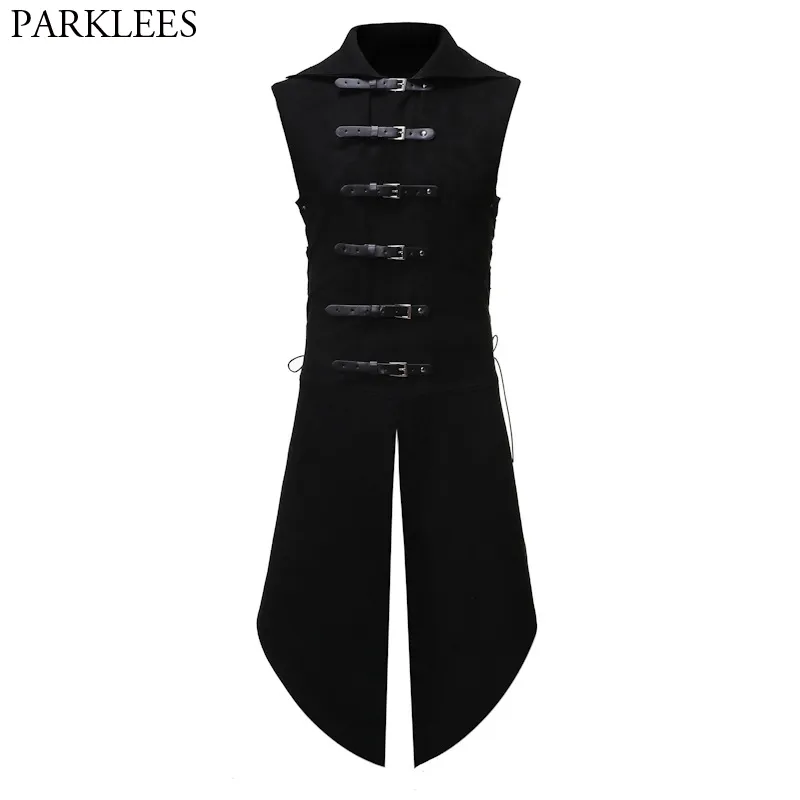Mens Vests Black Gothic Steampunk Velvet Vest Medieval Victorian Double Breasted Men Suit Tail Coat Stage Cosplay Prom Costume 230131