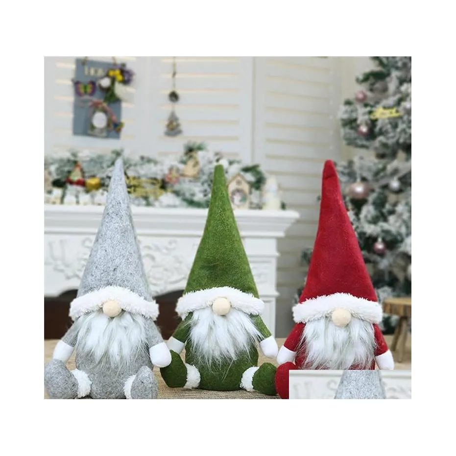 Christmas Decorations Merry Swedish Santa Gnome Plush Doll Ornaments Handmade Elf Toy Holiday Home Party Decor Decoration Drop Deliv Ott43