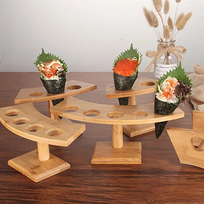 Sushi Tools Kegelhalter Eisständer Rack Display Roll Food Hand Party Waffel für Cupcake Japanische Kegel Popcornhalter aus Holz 230201