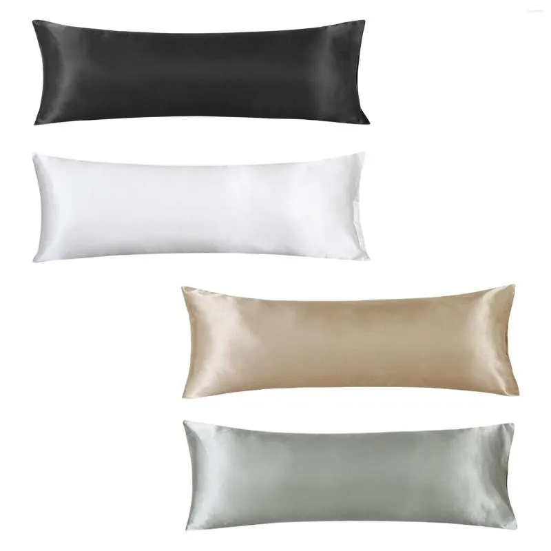 Pillow Case Silk Satin Cooling Body Breathable Smooth Bedding Protector Long W/ No Zipper Washable