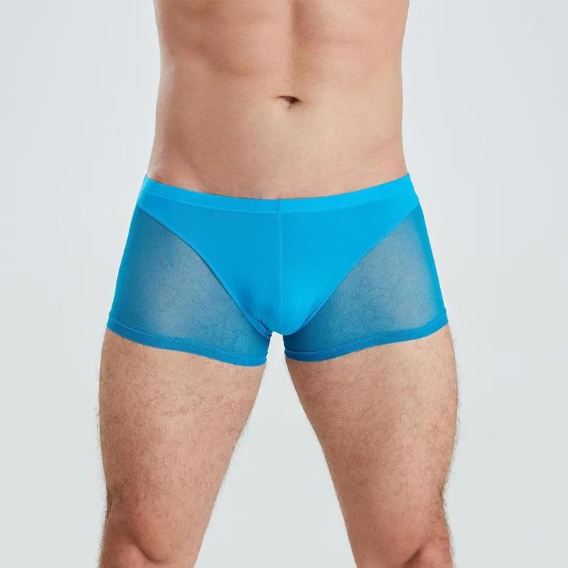 Onderbroek 2023 sexy heren mesh lingerie pure ademende transparante slijpen shorts rek ultradunne slipje bokser ondergoed