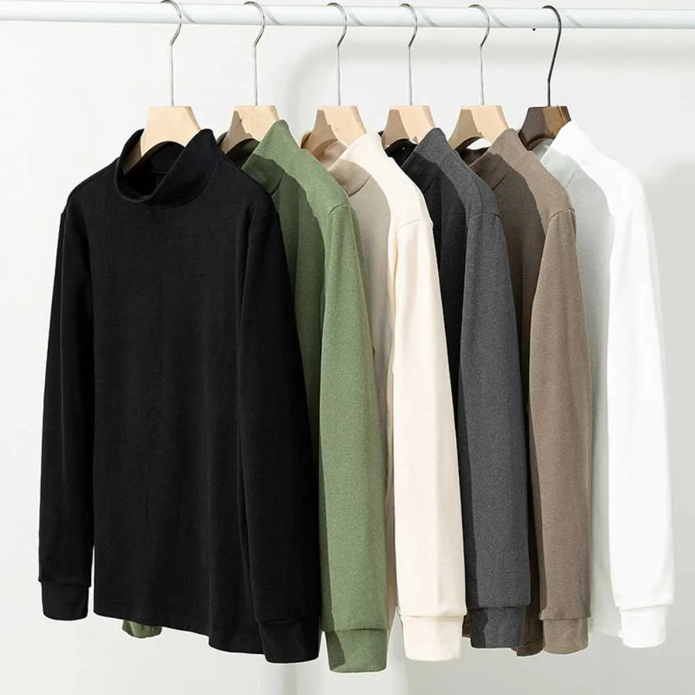 Men's T-Shirts Mens Long Sleeve T-shirt Dralon High Turtleneck Bottoming Shirt Warm Winter Blouse Men Tops Solid Color Comfortable T Shirts Y2302