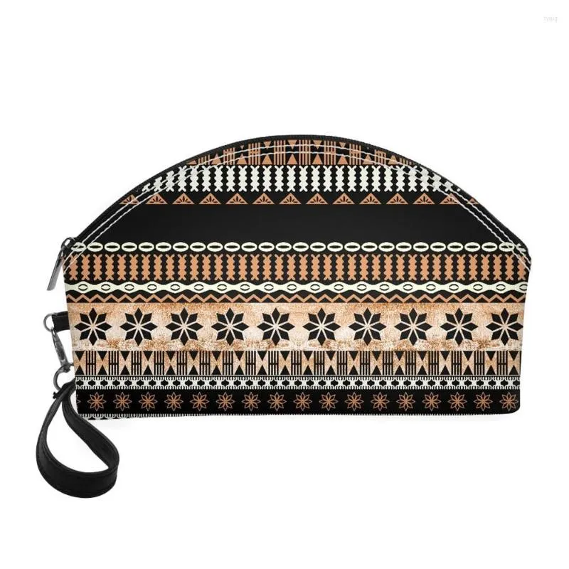 Cosmetic Bags For Women Luxury Portable Makeup Organizer Travel Accessories Zipper Mini Wallet Polynesian Tribal Samoa Custom Print