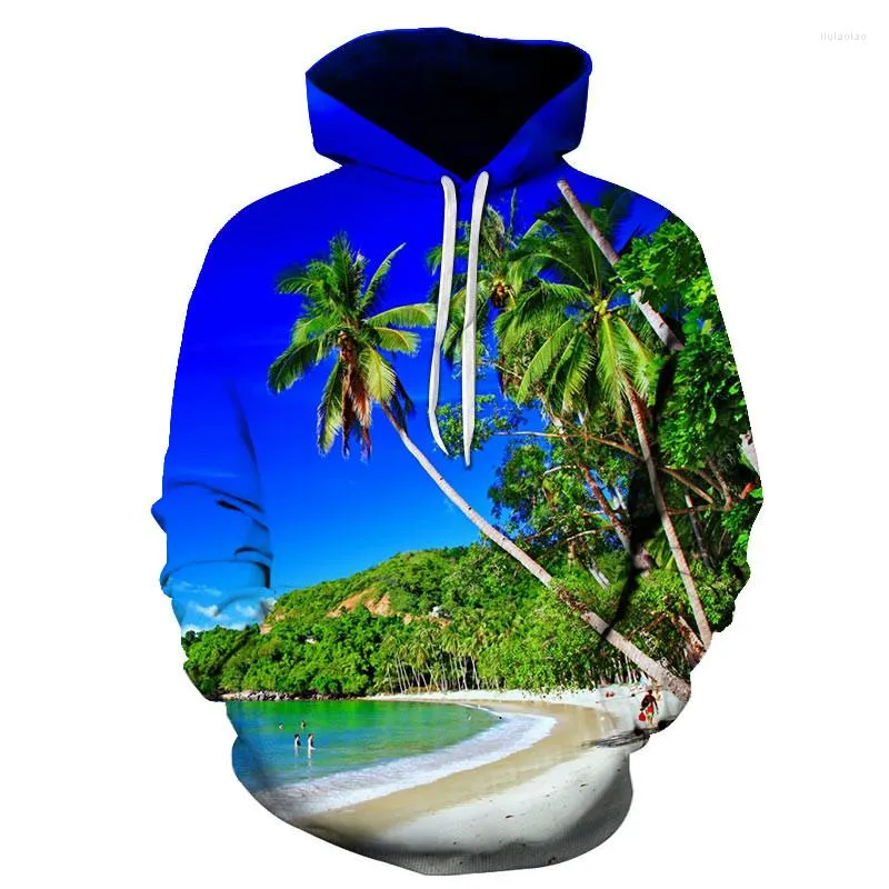 Herren Hoodies 2023 Herbst und Winter Herren lustiger lässiger Pullover 3D-Druck Cool Sunny Beach Street Hoodie All-Match Trendy Tops