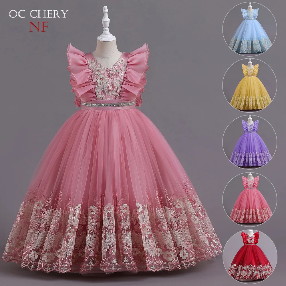 OC Chery NF40995 dziewczęce sukienki sukienka dziecięca siatkowa bufiasta spódnica księżniczka dziewczyna wysokiej klasy kostium fortepianowy luksusowa personalizacja