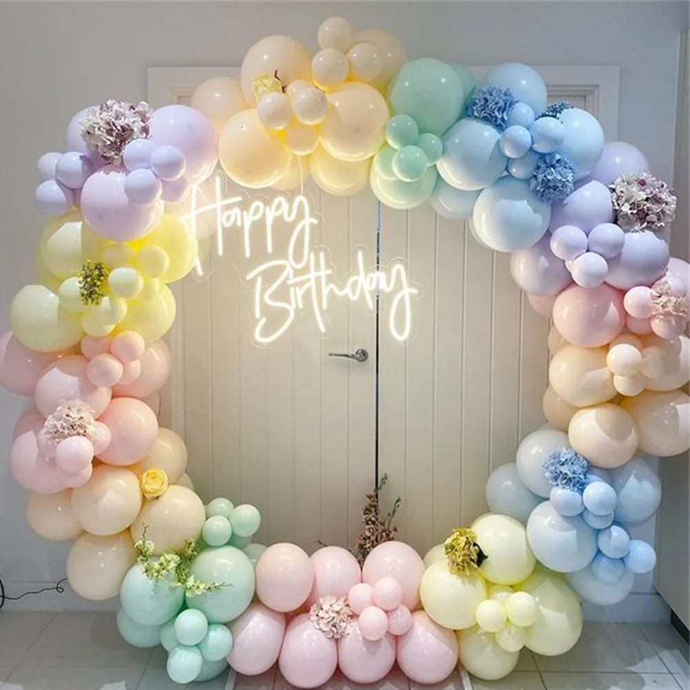 Andra evenemangsfestleveranser 182st pastellrosa Macaron Color Balloon Garland Matte Rainbow Balloons Arch Birthday Wedding Decoration Baby Shower Decor 230131