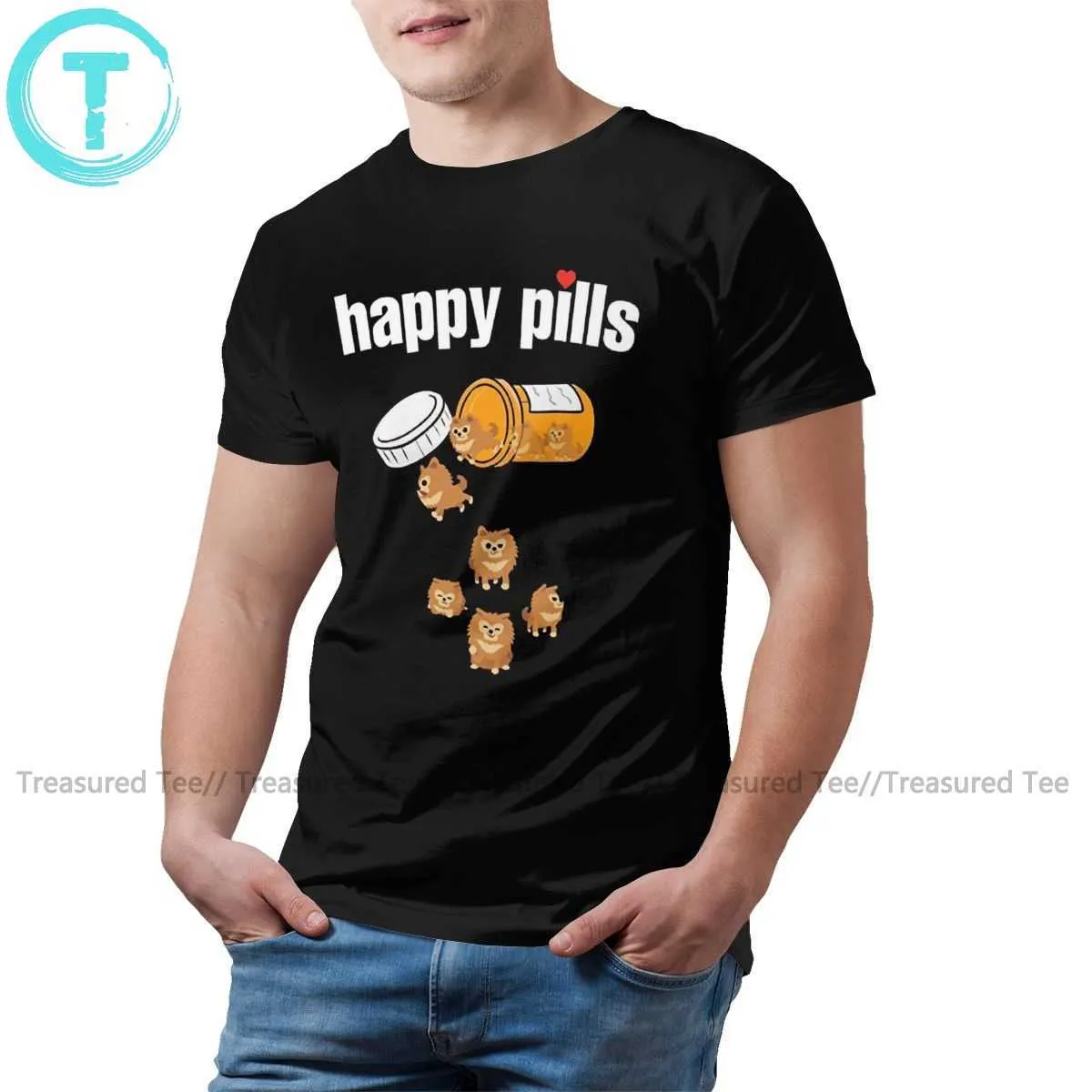 T-shirts pour hommes Poméranie T-shirt Happy Pills T-shirt Mode Imprimer T-shirt à manches courtes Coton génial Homme 4XL T-shirt Y2302