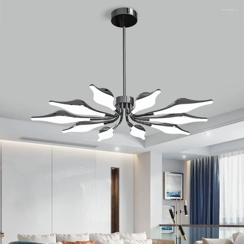 Pendant Lamps Swan Lamp Chrome/Black Modern LED Lights For Living Dining Room Bedroom Kitchen Bar Parlor El