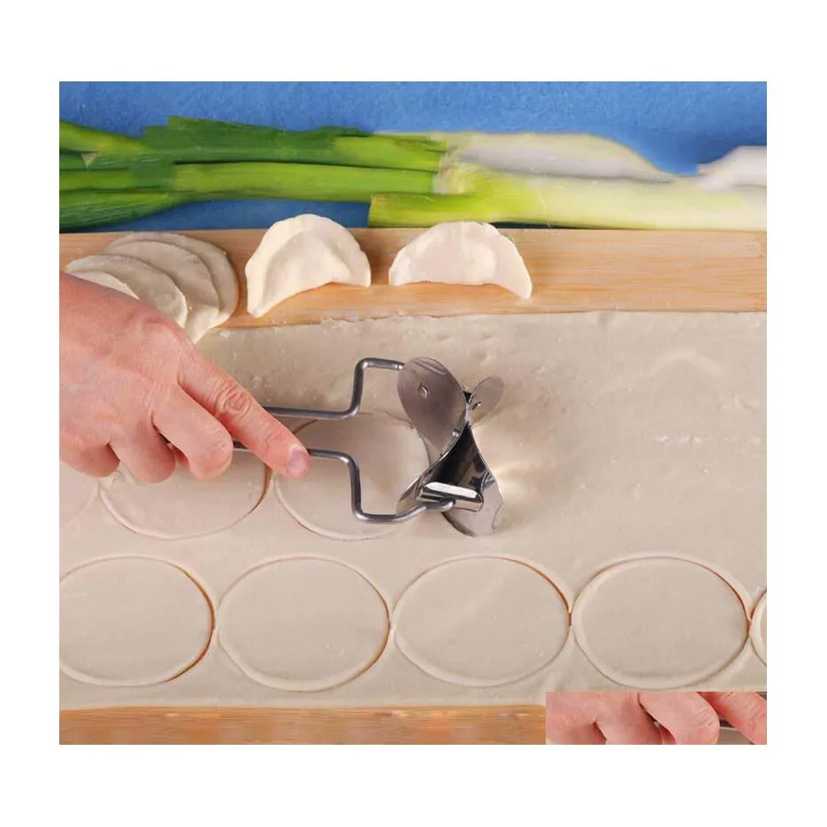 ベーキングペストリーツールステンレス鋼dumplingメーカーマニュアルRavioli Gyoza Mold耐久性のあるPierogugh Cutter Knife Kitchen Pasta to DHK2U