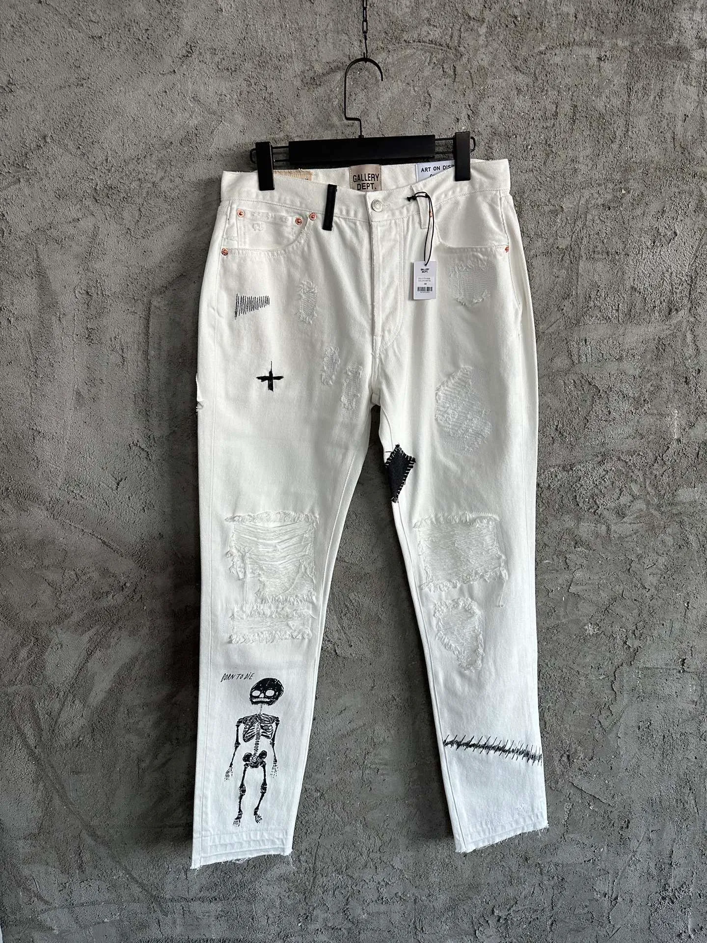 2023 Newest Mens Distressed Ripped Skinny White Designer Jeans US