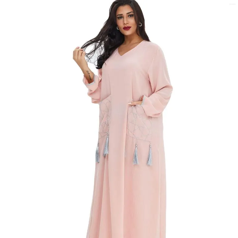 Etnik Giyim Uzun Etek Sıradan Orta Doğu Çöp Müslüman Elbise Hicab Son Abaya Tasarımları 2023 Dubai Dua Kıyafetleri Kadın