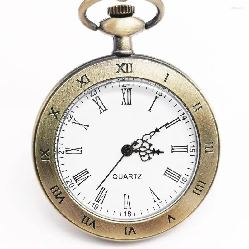 Pocket Watches High Quality Open Face Quartz Watch Analog Display Pendant Clock med halsbandskedja för män Kvinnor CF1017