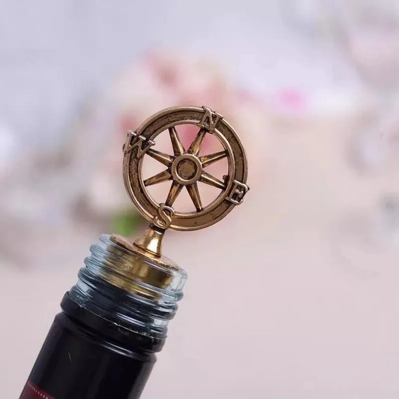 Our Adventure Begins Gold Compass Bottle Stopper Wedding Favors Wine Stoppers Bar Party Supplies I0110