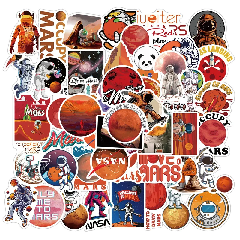 50st Mars NASA Logo Space Astronaut Graffiti Stickers f￶r DIY Bagage Laptop Skateboard Motorcykelcykelklisterm￤rken HT056