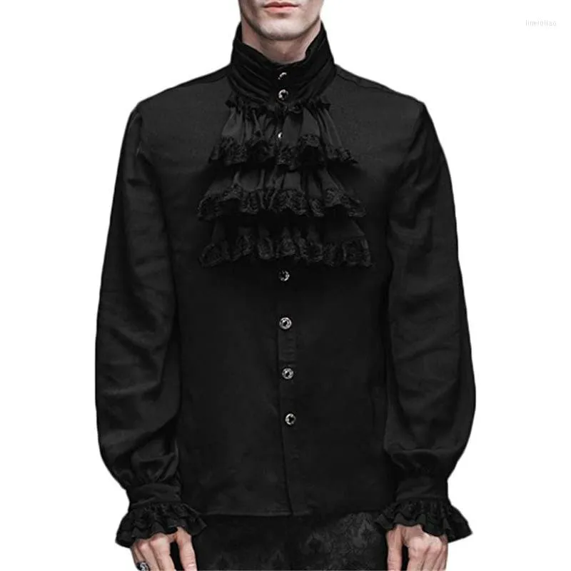 Overhemden voor heren Goth mode Retro herenoverhemd Lange mouw Gebloemde kraag Single-breasted Losse gotische stijl Voor Lente Zomer 2023