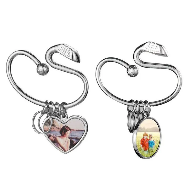 Keychains Bedanyards sublima￧￣o Diy Sublima￧￣o em branco Keychain Golf Club Shape Alloy Heart Round Designer Carteira Bola Carabiner Chave do Carro Anel Dhvx5