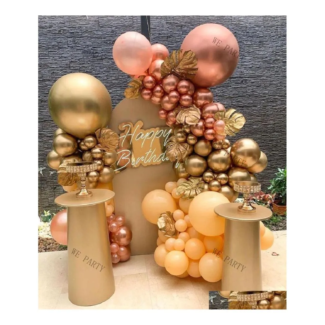 Feestdecoratie 96 stcs Morandi Peach Chrome Rose Gold Ballon Garland voor bruiloft verjaardag kerstballonnen decoraties set drop d dh8nb