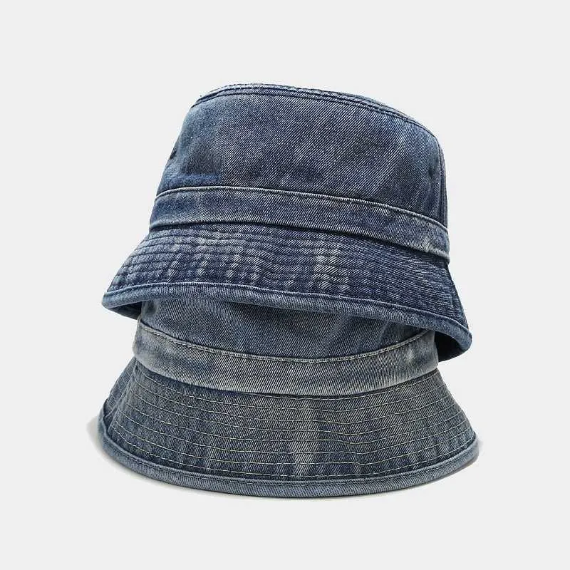 Wide Brim Hats Bucket Hat Women Washed Jeans Fabric Spring Summer Sun Beach Blue Outdoor Durable Accessory Teenagers Cap G230131