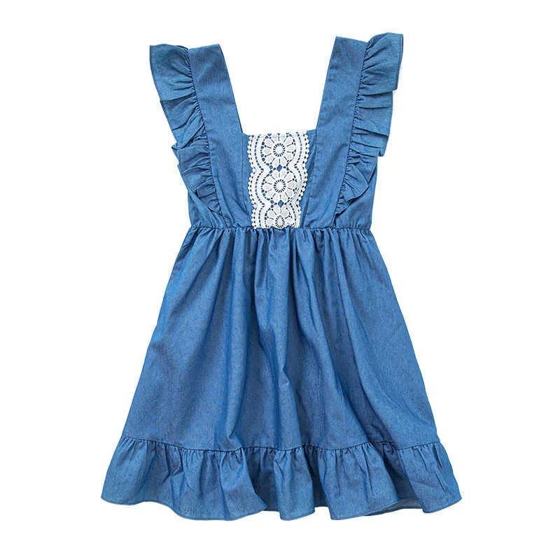 Mädchen Teen Mädchen Denim Patchwork Kleid 2022 Neue Kinder Sommer Baumwolle Kleidung Mode Kinder Nette Strand Kleider #6789 0131