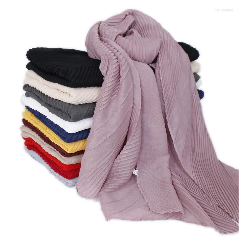 Ethnic Clothing 2023 Women Cotton Linen Scarf Hijab Plain Candy Color Wrinkle Shawls And Wraps Female Pashmina Foulard Muslim 180 80cm