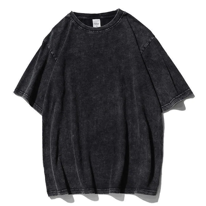 Erkek Tişörtler 260g Ağır Siklet Erkekler Tişörtleri Yaz Vintage Moda Kısa Kollu Yıkama Siyah Tees Erkek Gevşek Japonya Retro Külot Üstler Y2302