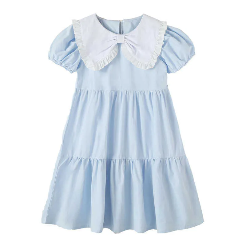 Girl's Es Children Cotton 2022 Summer Girls Puff Sleeve Princess Dress Elegant Kids Party Clothing Casual #6991 0131