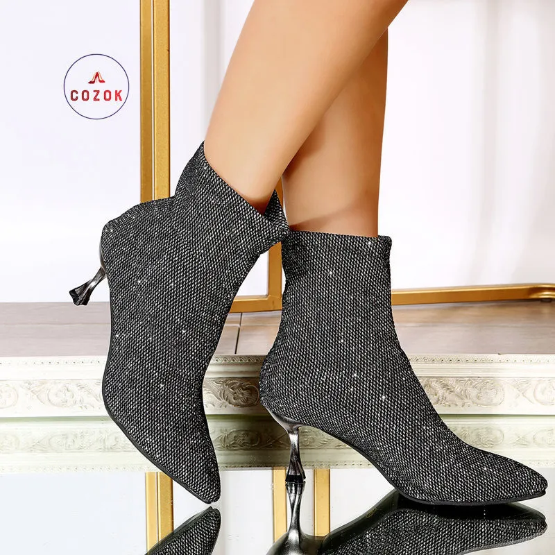 Boots Fashion Trend Stretch High Heel Pointed Toe Women's Shoes Outdoor Short Ladies Ankle Sock 230201