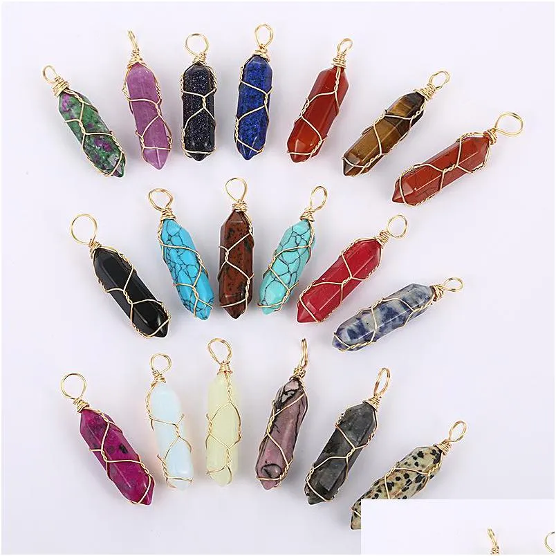 Charms Modebeval Wikkel Rose Crystal Quartz Natuurlijke stenen zeshoek Helende hanger voor oorbellen ketting sieraden maken druppel dhgarden dhfuj