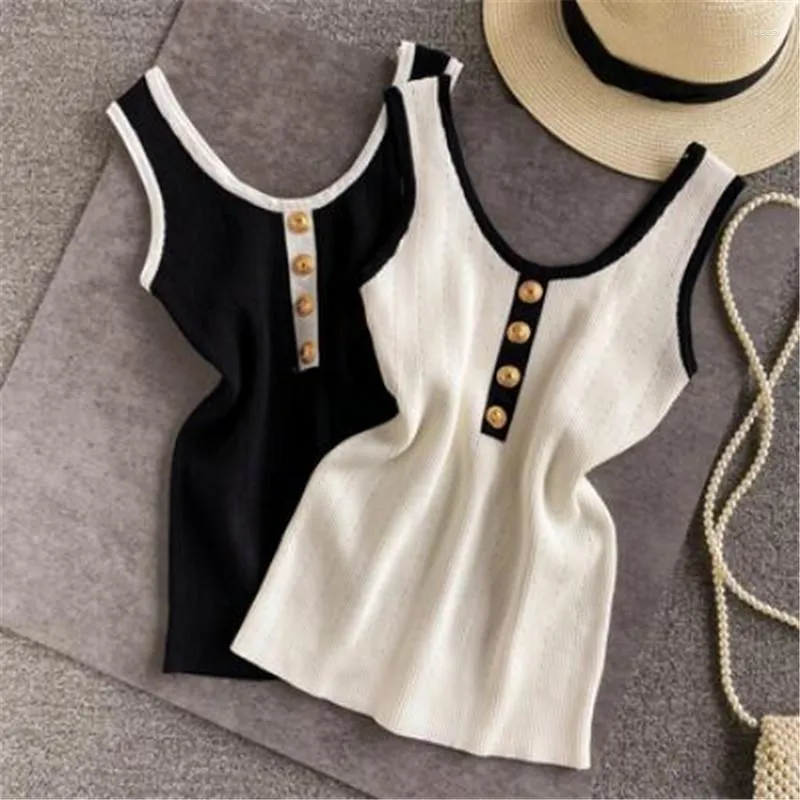 Kvinntankar 2023 Summer Sticked Ice Silk Curved Bead Suspender Vest For Women Wear Outside T-Shirt Fashion Casual Slim Tight Tops