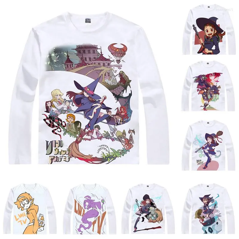 Camisetas masculinas Camisa de anime Cool Little Witch Academia Camisetas de manga longa ritoru bruxa akademia atsuko kagari akko cosplay kawaii