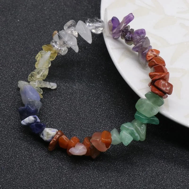 Bangle 6/50PCS Natural Stone Gravel Bracelet Seven Chakra Energy Healing Yoga Meditation Pendulum Creative Gifts For Lovers Bracelets