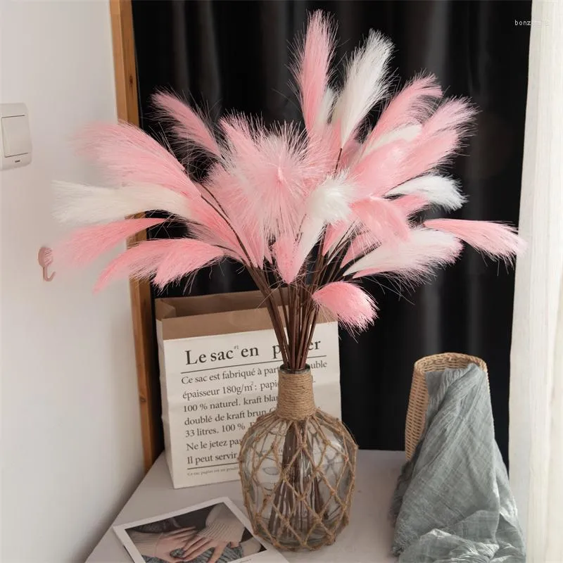 Decorative Flowers 3Pc Pampas Grass Artificial Plants Home Decor Boho Reed Fake For Living Room Wedding Party Garden Decoration Accessories