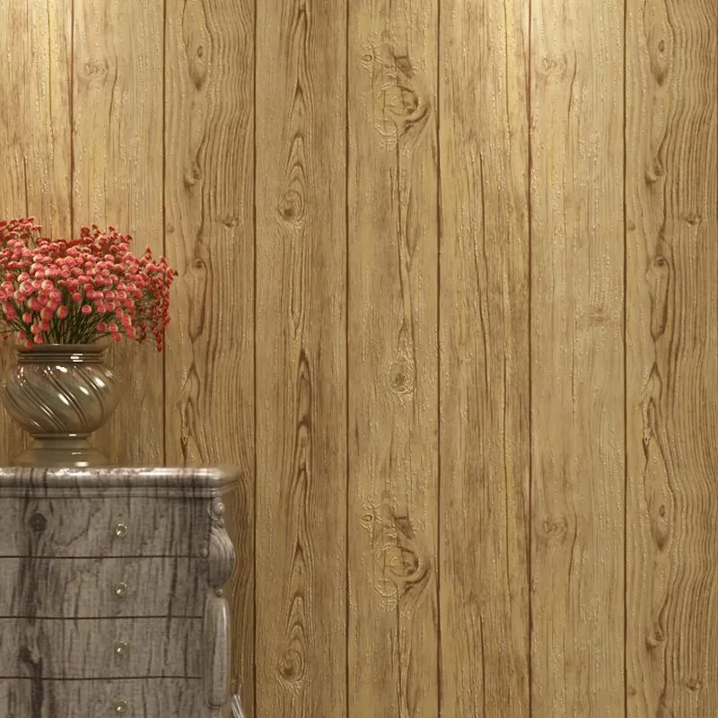 Fonds d'écran rétro chinois imitation plancher motif bois grain papier peint salon canapé TV fond mur moderne stéréo classique