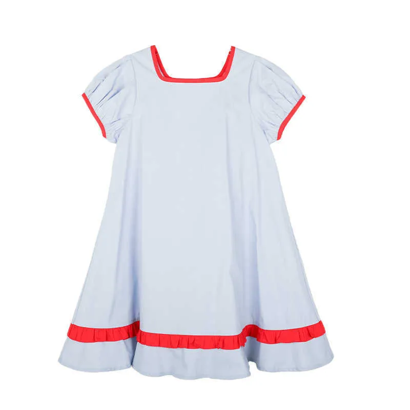 Girl's Girls Two Color Patchwork Dress 2022 Kids Cotton New Summer Clothes Children Casual Dresses Fashion #6915 0131