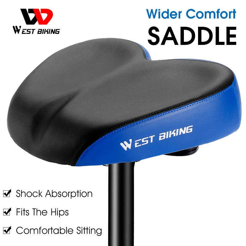 Saddles Oversized Seat Comfortable Memory Foam PU Leather Widen Bicycle Saddle Waterproof Ergonomic Bike Cushion for Outdoor Trip 0131