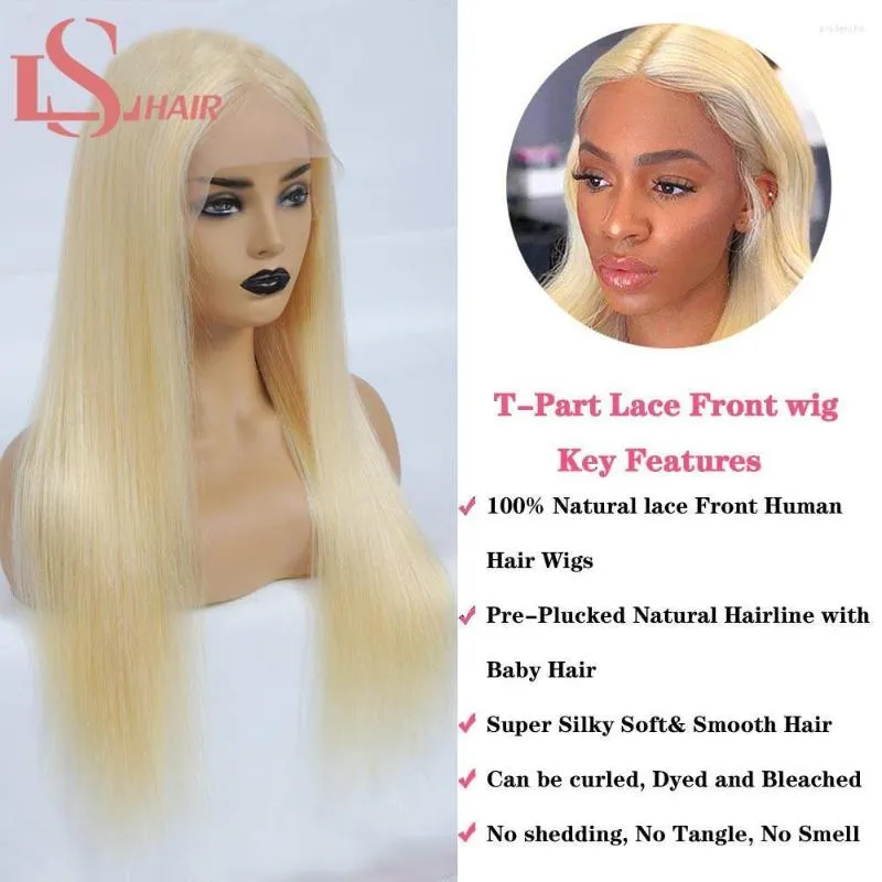 Super 613 Blonde Lace Part Wig Remy Hair Brazilian T Human Straight Front Wigs