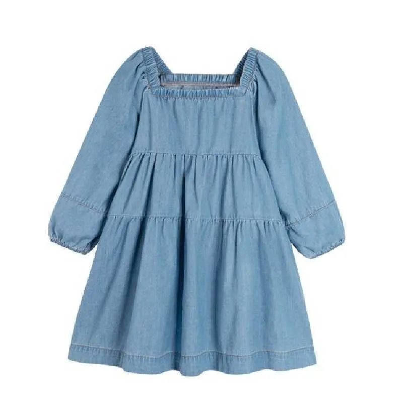 Robes de fille 2022 printemps nouveauté enfants filles robe en Denim élégante enfants mode coton vêtements solide #9377 0131