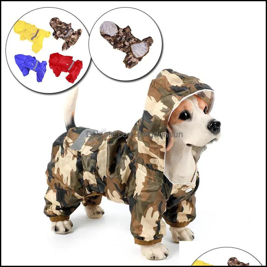 Abbigliamento per cani Cappotto antipioggia Abbigliamento Cucciolo Casual Cat Impermeabile Giacca impermeabile Abbigliamento antipioggia per esterni Cappuccio Tuta Petsupplies Drop Delivery H Dhtjl