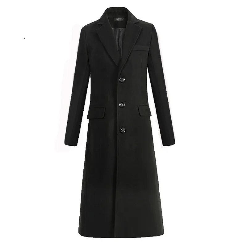 Männer Wolle Mischungen Herbst und Winter Feine en Tuch Mode Freizeit Business EINE Lange Schwarz Trenchcoat Männlich Casual Männer 230201