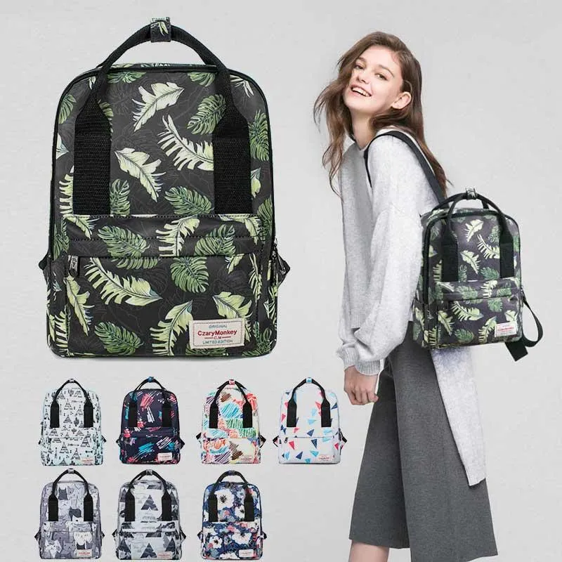 Sacs de plein air DST 2023 sac de course en toile pour adolescentes feuilles impression femmes Mochila voyage scolaire