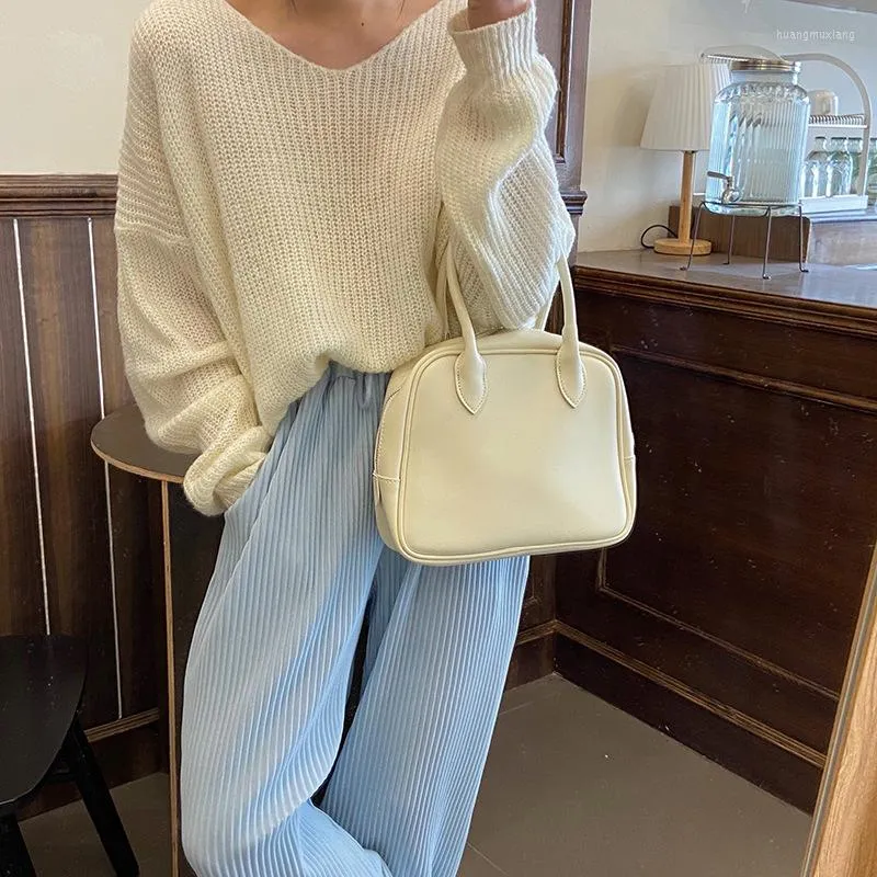 Evening Bags Fashion Women's Top-handle Solid Color PU Leather Ladies Small Square Hangbags Simple Female Casual Tote Bag For Trip