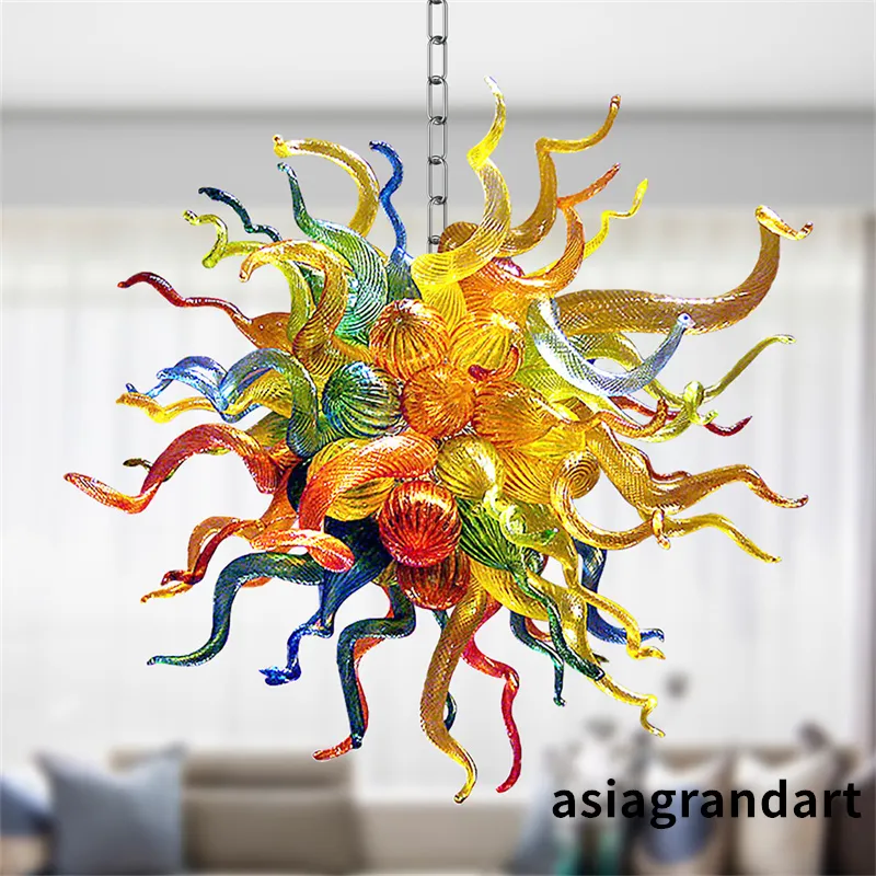 100% mondgeblazen glazen kroonluchter moderne hanglampen d27,5 inch ce ul borosilicaat murano stijl glas kunst kleine glazen hanglamp lampje armatuur kroonluchters lr401