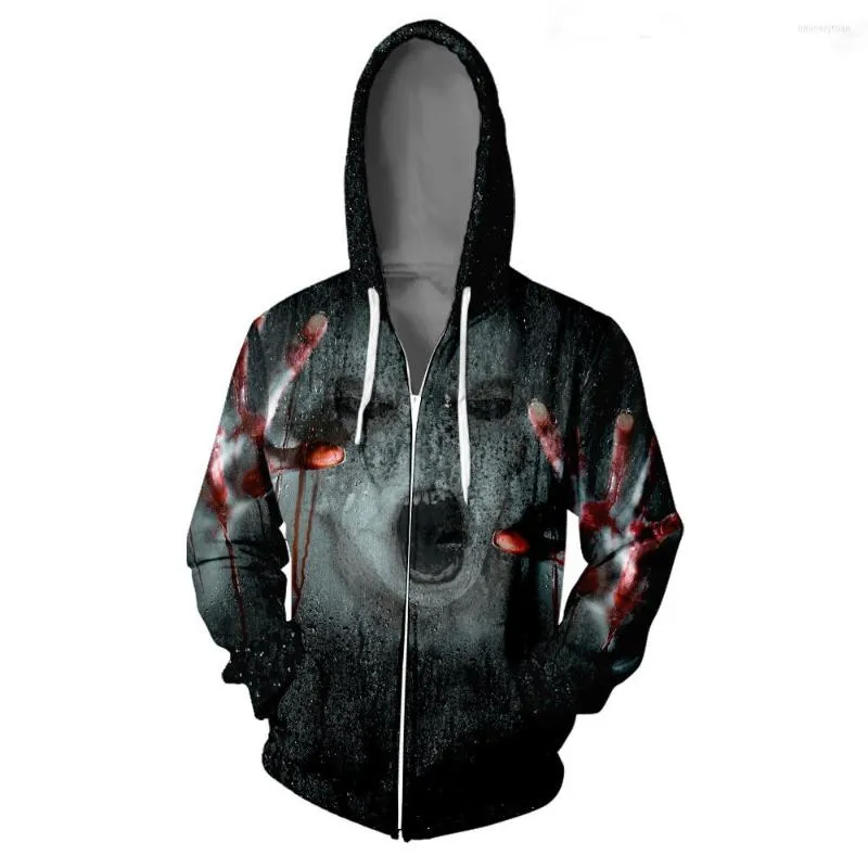 Men's Hoodies 3d Zipper Sweatshirts Men Women College Cosplay Streetwear Kpop Horror Halloween