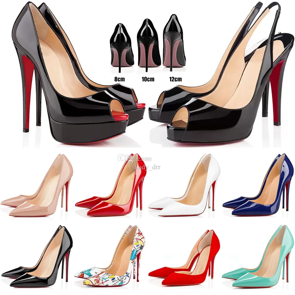 Kutu Elbise Ayakkabı Tasarımcı Topuklu Stiletto Peep-Toes Sandalet Topuk Lüks Pointy Toe Pompalar 8cm 10cm 12cm 35-42