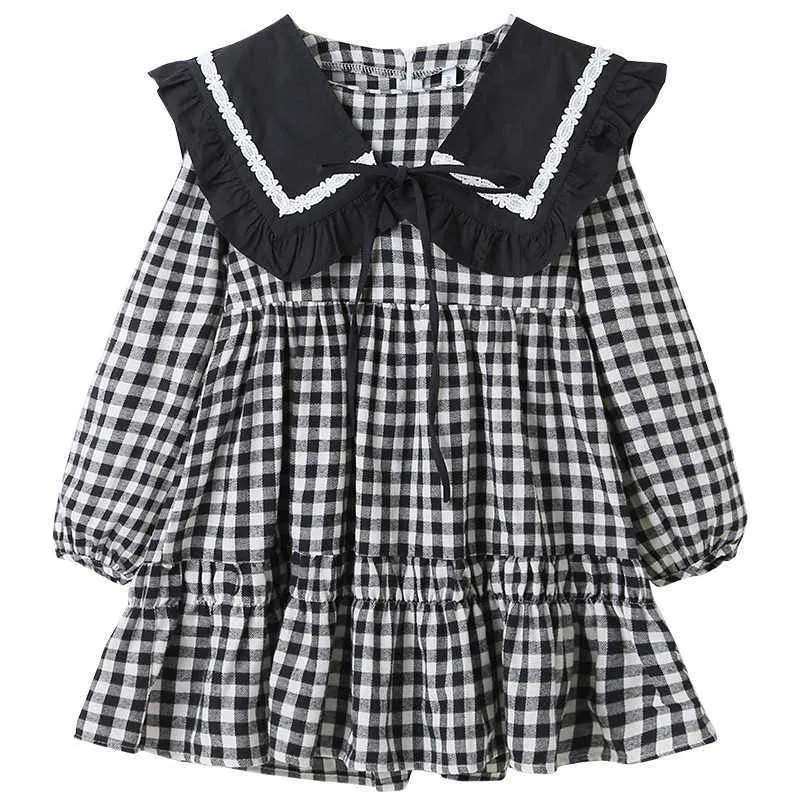 Sukienki dla dziewczyn 4 do 14 lat Dzieci i nastolatki Plaid Princess Sukienka wiosna 2022 NOWA MODA LUSKIE Casual Patchwork Clothing Bawełna #1187 0131